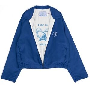 NEW JUNGLES Life Is Beautiful Reversible Jacket Medium Blue White Full Zip NWO